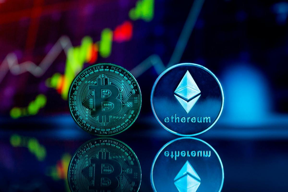 digital currency coins in close up shot