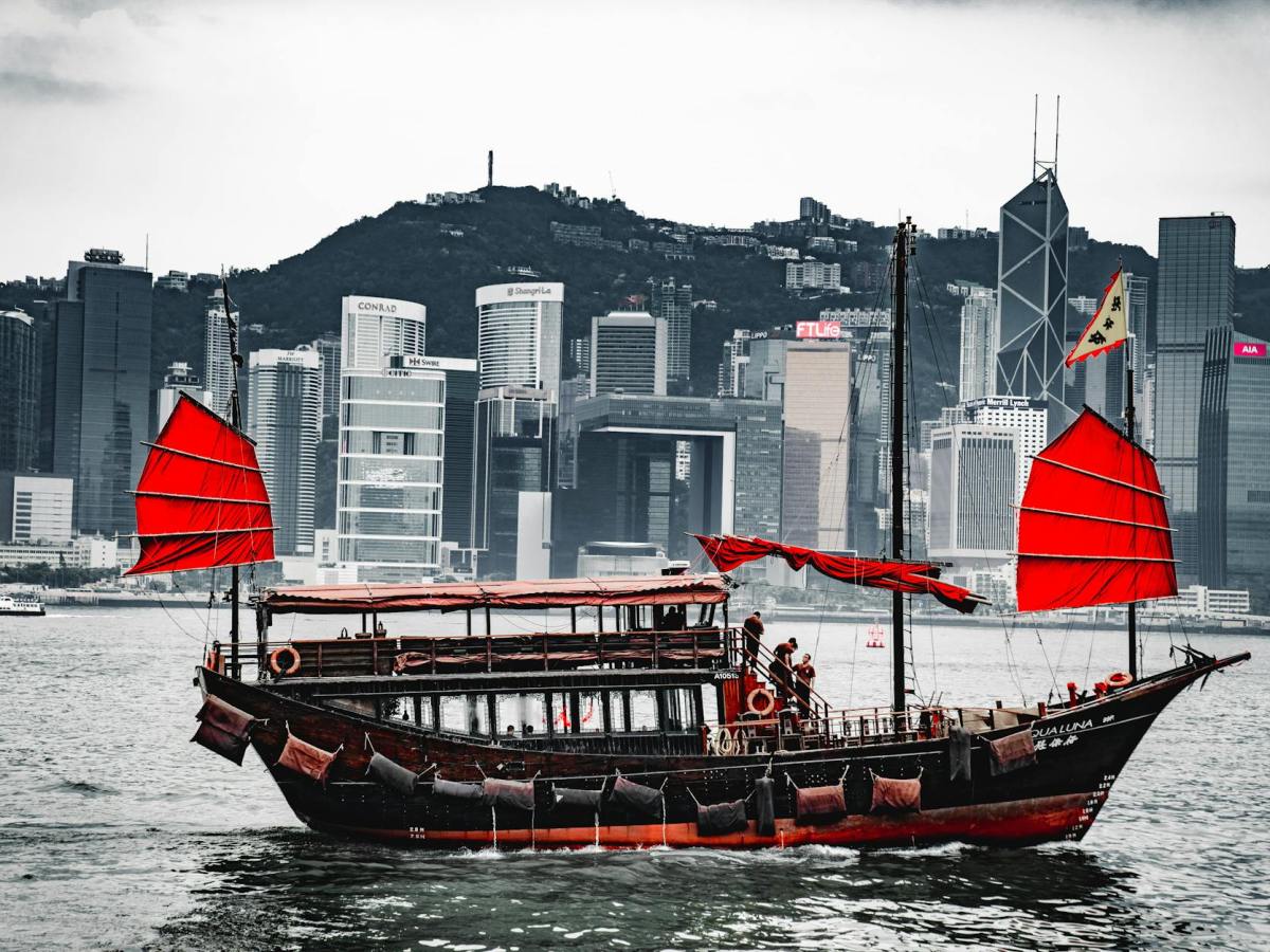 red and black boat