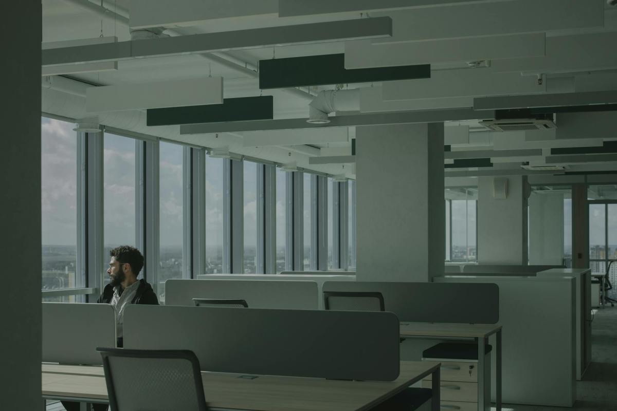 a man alone in the office