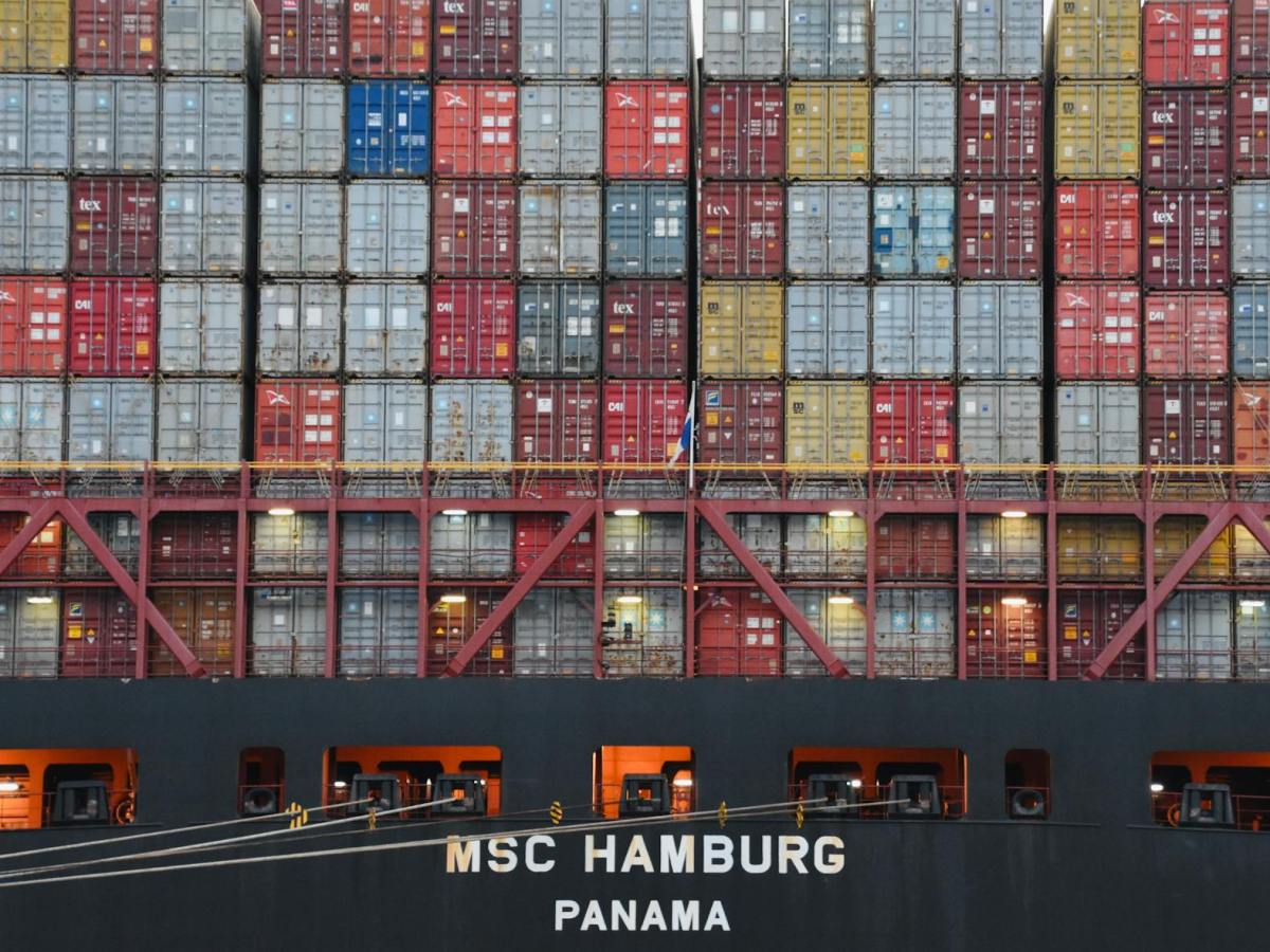 stacked metal shipping containers