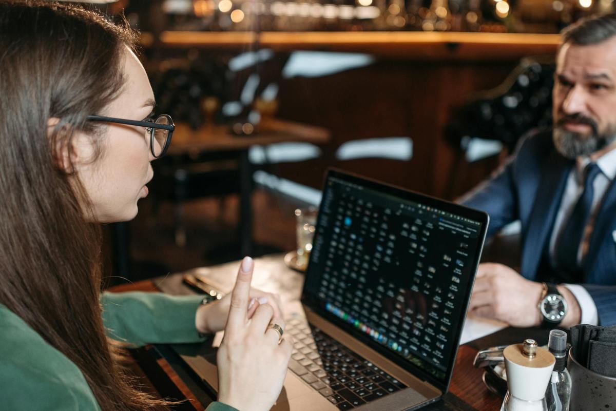woman in a business meeting at a restaurant