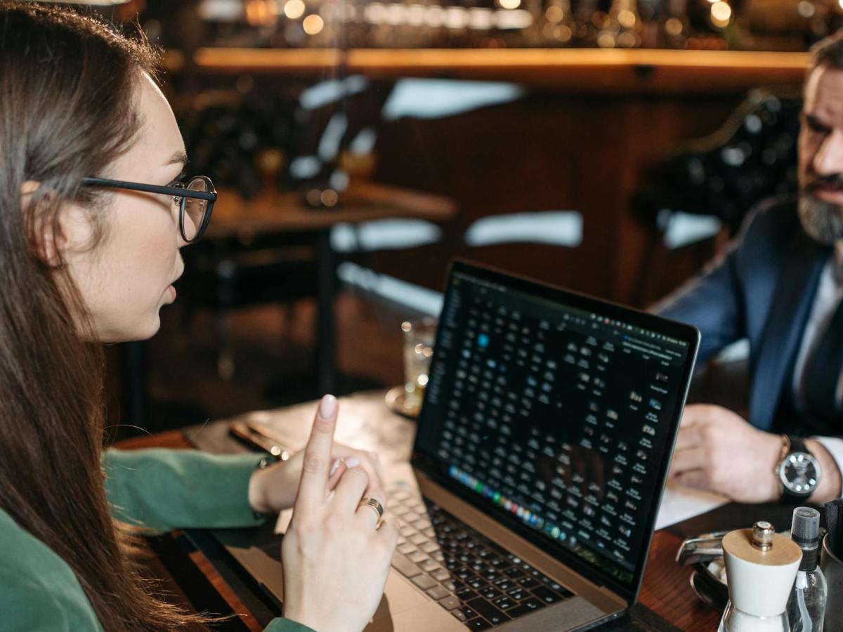 woman in a business meeting at a restaurant