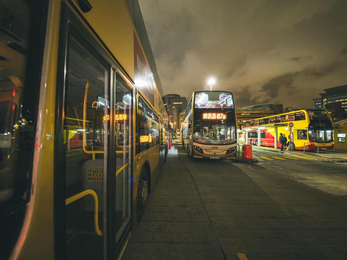 two buses on the road