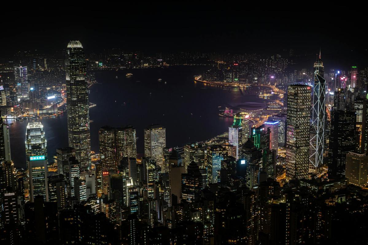 photo of buildings in the city at night