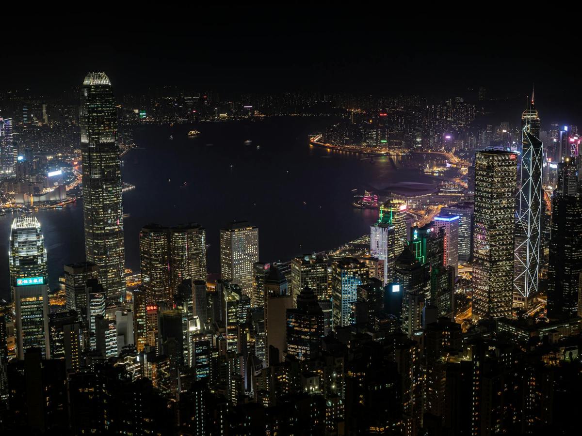 photo of buildings in the city at night