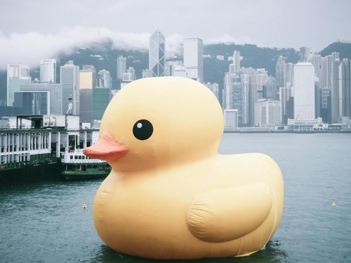 yellow duck floater on the ocean