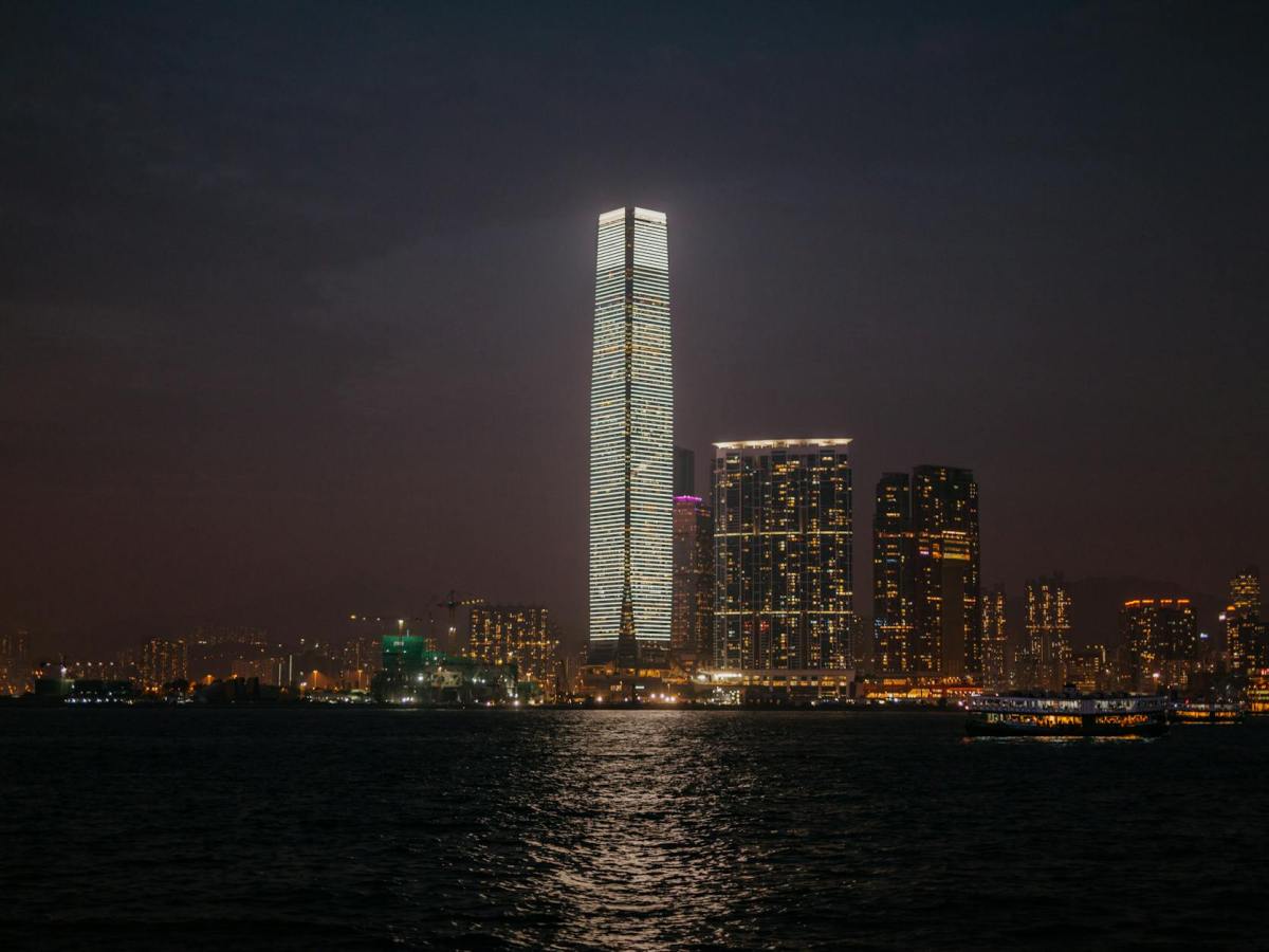 cityscape of hong kong at night