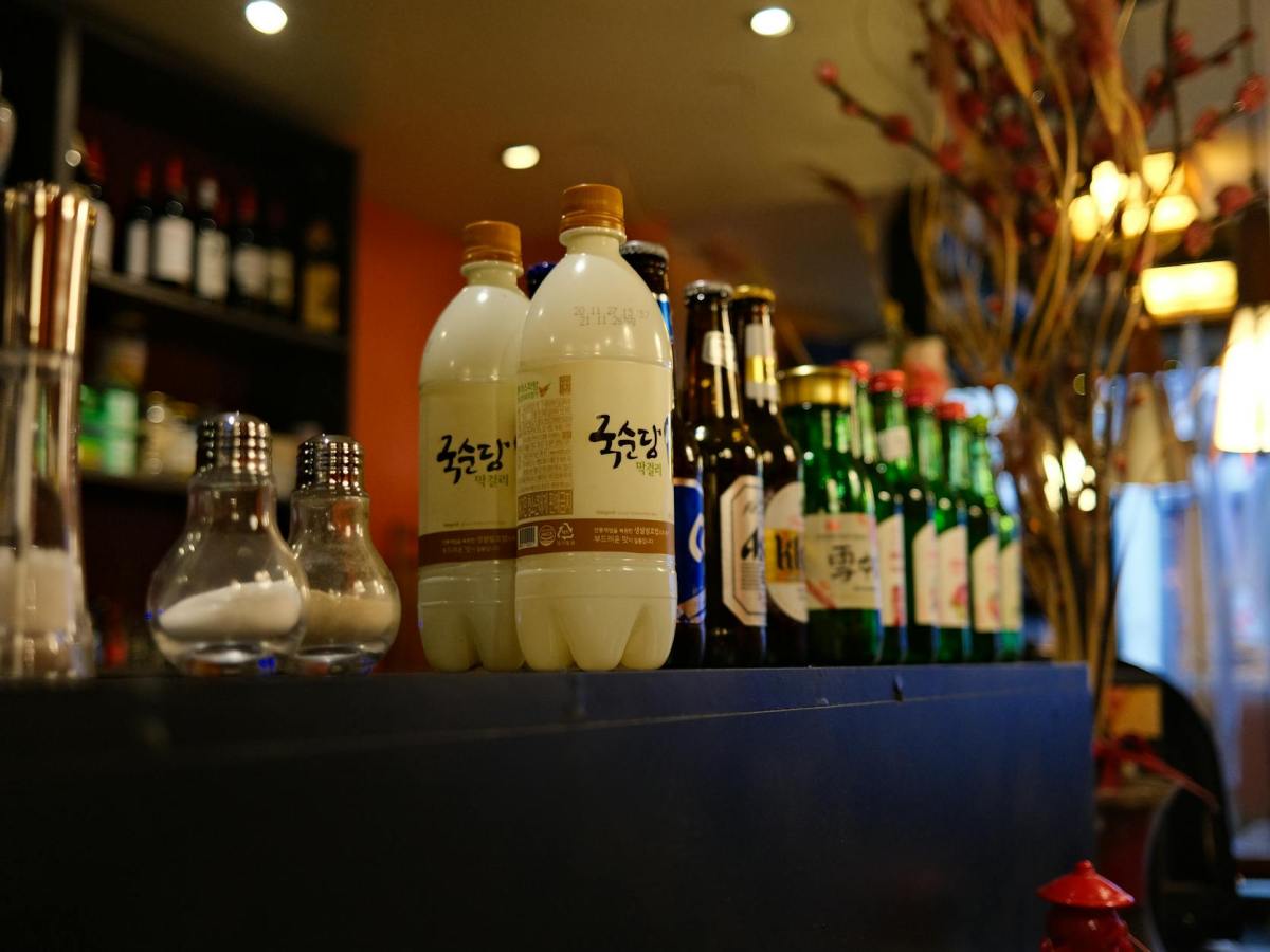 liquor bottles on a black table