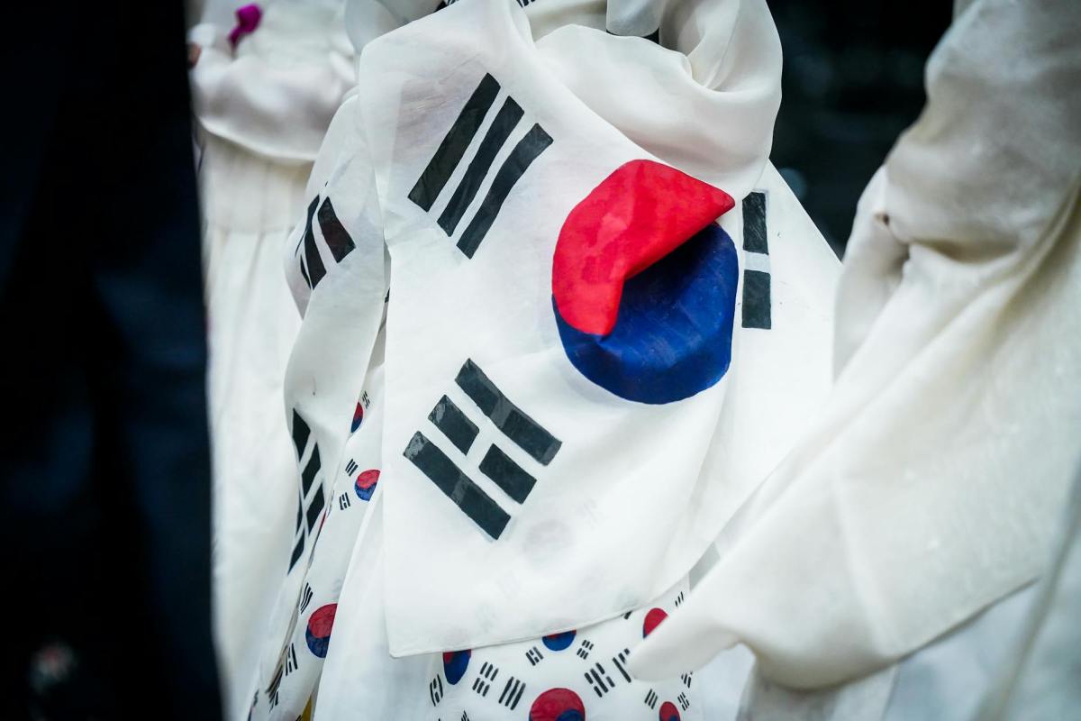 wrinkled south korean flag