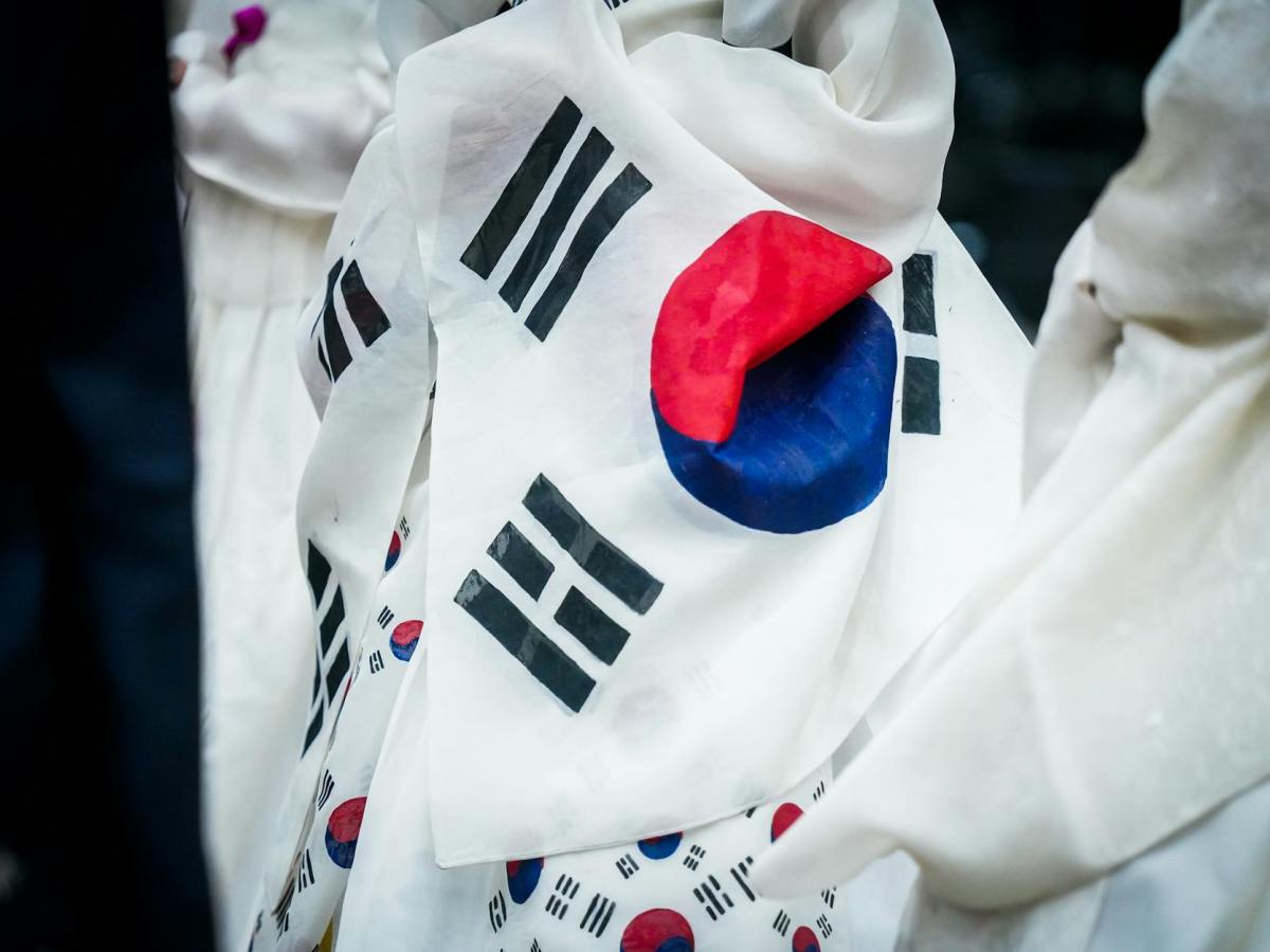 wrinkled south korean flag