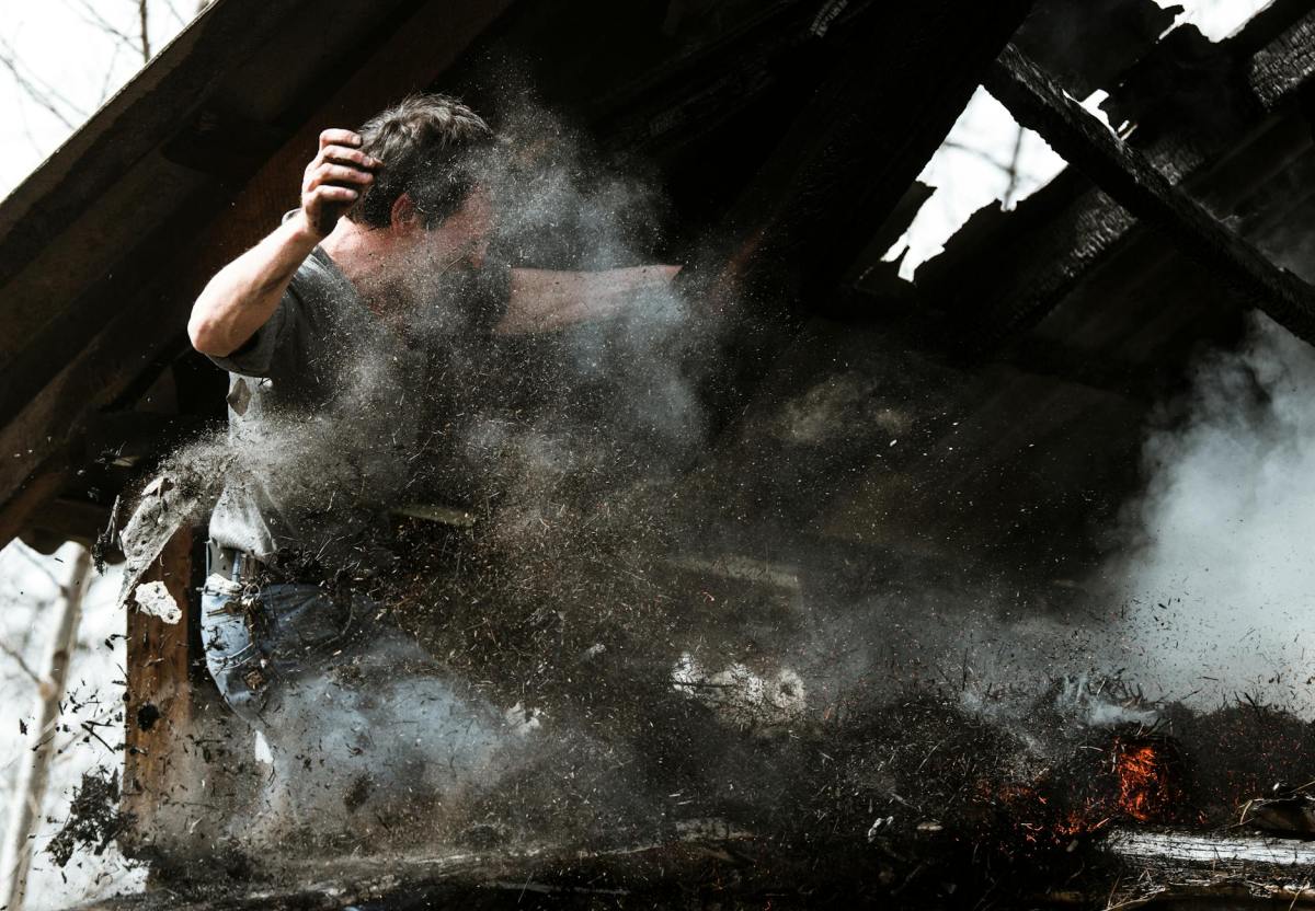 dust around fighting man