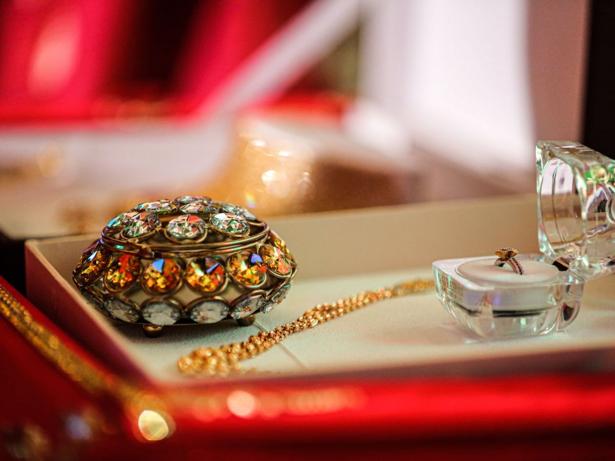 macro shot of accessories on a jewelry box