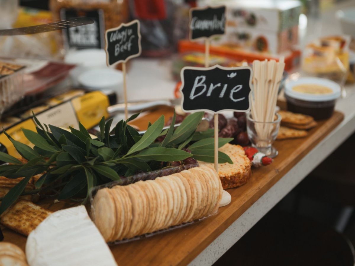 gourmet cheese platter with brie and crackers